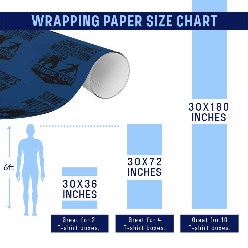 Funny Skiing Wrapping Paper Roll Sometimes Motivation Finds You Ski Mountain Bear - Wonder Print Shop