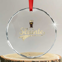 Funny Slainte Cheers Stout Beer Irish Shamrock St Patrick's Day Crystal Glass Ornament
