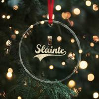 Funny Slainte Cheers Stout Beer Irish Shamrock St Patrick's Day Crystal Glass Ornament