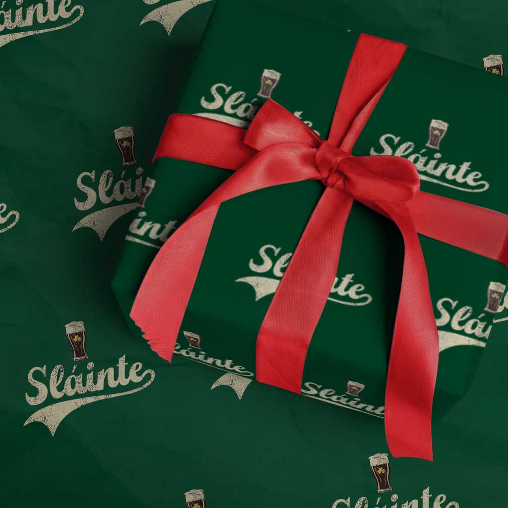 Funny Slainte Cheers Stout Beer Irish Shamrock St Patrick's Day Wrapping Paper Roll