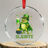 Funny Slainte Irish Frog Beer St Patricks Day Crystal Glass Ornament