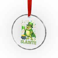 Funny Slainte Irish Frog Beer St Patricks Day Crystal Glass Ornament