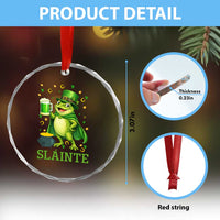 Funny Slainte Irish Frog Beer St Patricks Day Crystal Glass Ornament