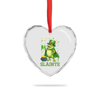 Funny Slainte Irish Frog Beer St Patricks Day Heart Crystal Glass Ornament