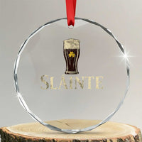 Funny Slainte Stout Beer Irish Drinking St Patricks Day Crystal Glass Ornament