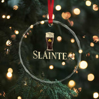 Funny Slainte Stout Beer Irish Drinking St Patricks Day Crystal Glass Ornament