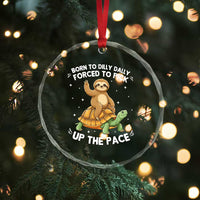 Funny Sloth Riding Turtle Crystal Glass Ornament Born To Dilly Dally Forced To Pick Up The Pace