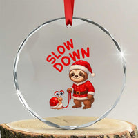Funny Sloth Snail Christmas Crystal Glass Ornament Slow Down Xmas TS14