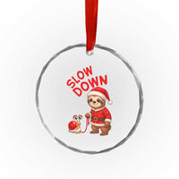 Funny Sloth Snail Christmas Crystal Glass Ornament Slow Down Xmas TS14
