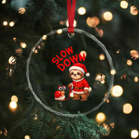 Funny Sloth Snail Christmas Crystal Glass Ornament Slow Down Xmas TS14