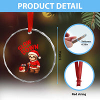 Funny Sloth Snail Christmas Crystal Glass Ornament Slow Down Xmas TS14