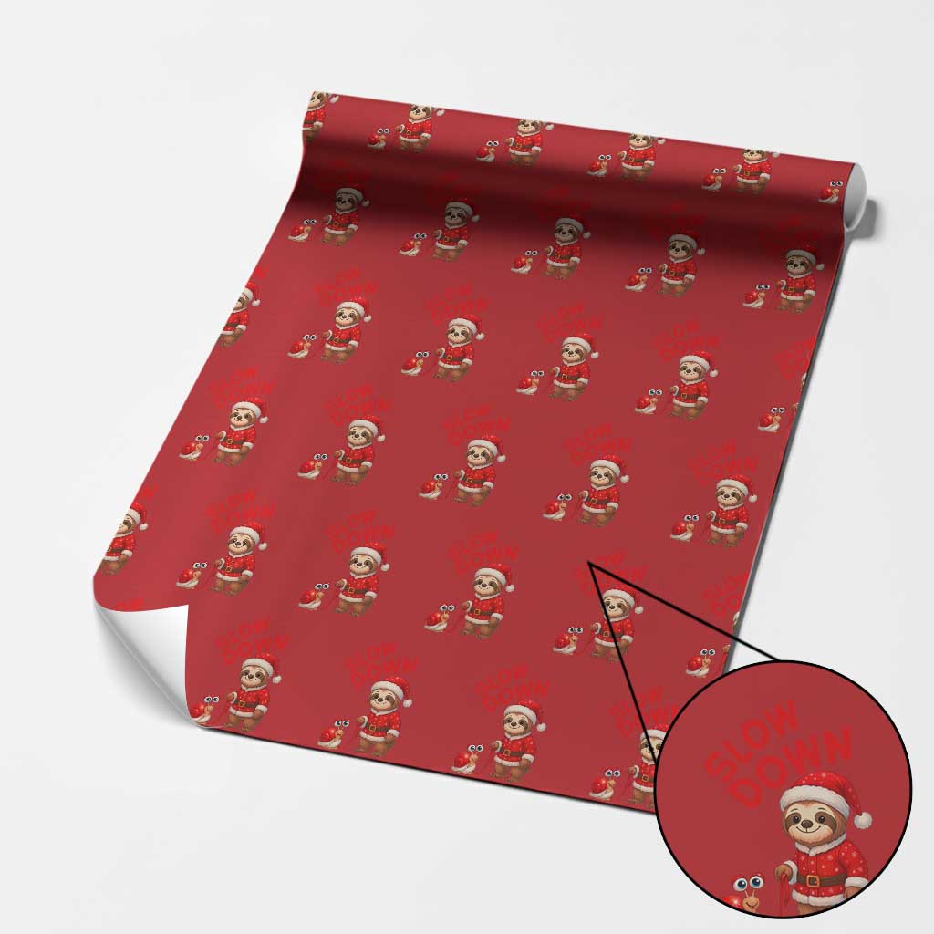 Funny Sloth Snail Christmas Wrapping Paper Roll Slow Down Xmas - Wonder Print Shop