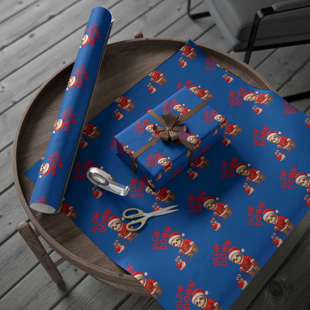 Funny Sloth Snail Christmas Wrapping Paper Roll Slow Down Xmas - Wonder Print Shop