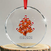 Funny Sloth Xmas Tree Crystal Glass Ornament Slo Ho Ho Ho Santa Hat TS02