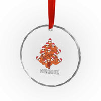 Funny Sloth Xmas Tree Crystal Glass Ornament Slo Ho Ho Ho Santa Hat TS02
