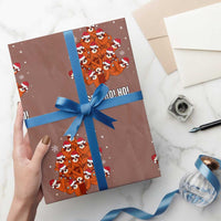 Funny Sloth Xmas Tree Wrapping Paper Roll Slo Ho Ho Ho Santa Hat