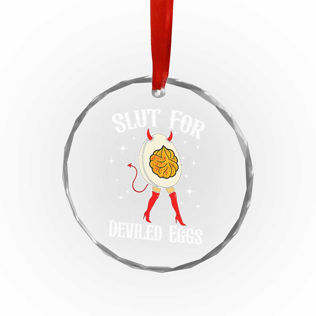Funny Slut for Deviled Eggs Crystal Glass Ornament Funny Naughty Thanksgiving Potluck - Wonder Print Shop