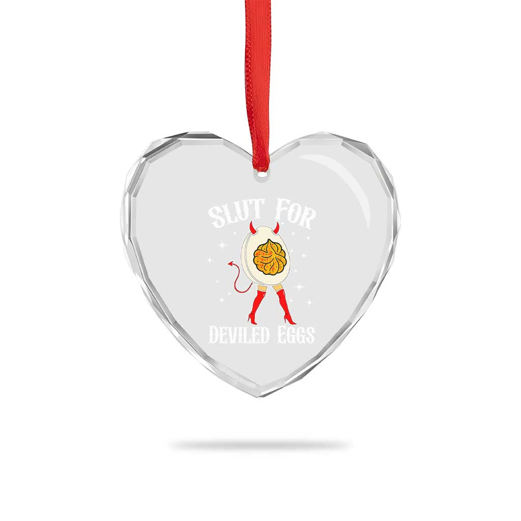 Funny Slut for Deviled Eggs Heart Crystal Glass Ornament Funny Naughty Thanksgiving Potluck - Wonder Print Shop