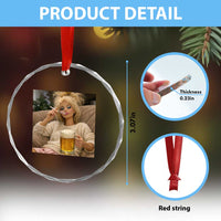 Funny Smoking And Drinking Doll Meme Crystal Glass Ornament Weekend Relaxation