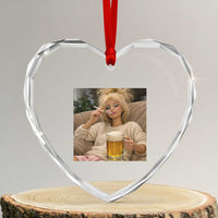 Funny Smoking And Drinking Doll Meme Heart Crystal Glass Ornament Weekend Relaxation