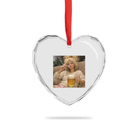 Funny Smoking And Drinking Doll Meme Heart Crystal Glass Ornament Weekend Relaxation