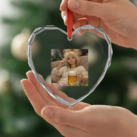 Funny Smoking And Drinking Doll Meme Heart Crystal Glass Ornament Weekend Relaxation