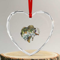 Funny Smoking Bass Fish Heart Crystal Glass Ornament Bass Fishing Lover Graphic