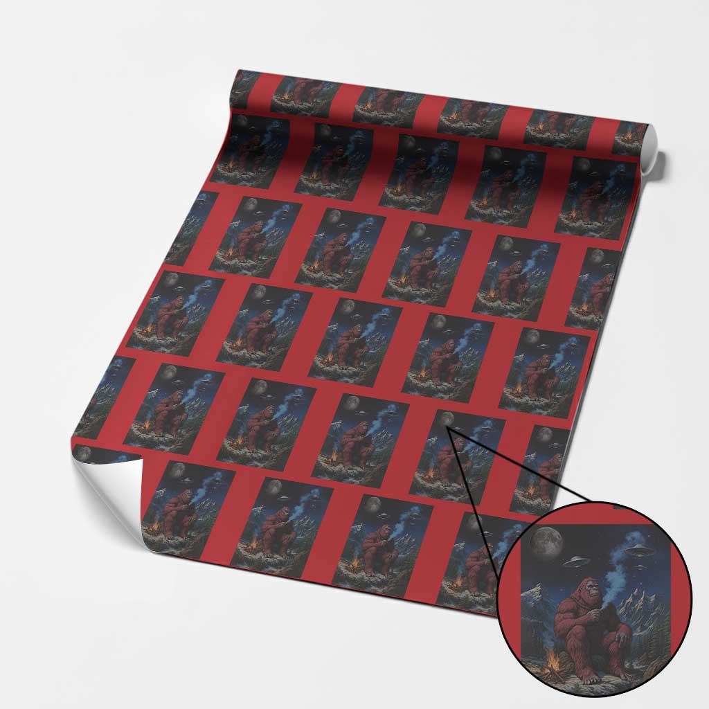 Funny Smoking Bigfoot Wrapping Paper Roll Vintage Cigarette Sasquatch UFO Cryptid Meme - Wonder Print Shop