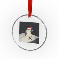 Funny Smoking Cat Christmas Meme Crystal Glass Ornament - Wonder Print Shop