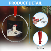 Funny Smoking Cat Christmas Meme Crystal Glass Ornament - Wonder Print Shop