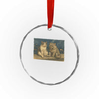 Funny Smoking Cat Crystal Glass Ornament Meme Cool Kitten With Cigarette