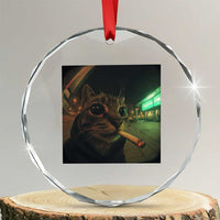 Funny Smoking Cat Crystal Glass Ornament Retro 90s Grunge Cat Selfie Streetwear Meme TS10