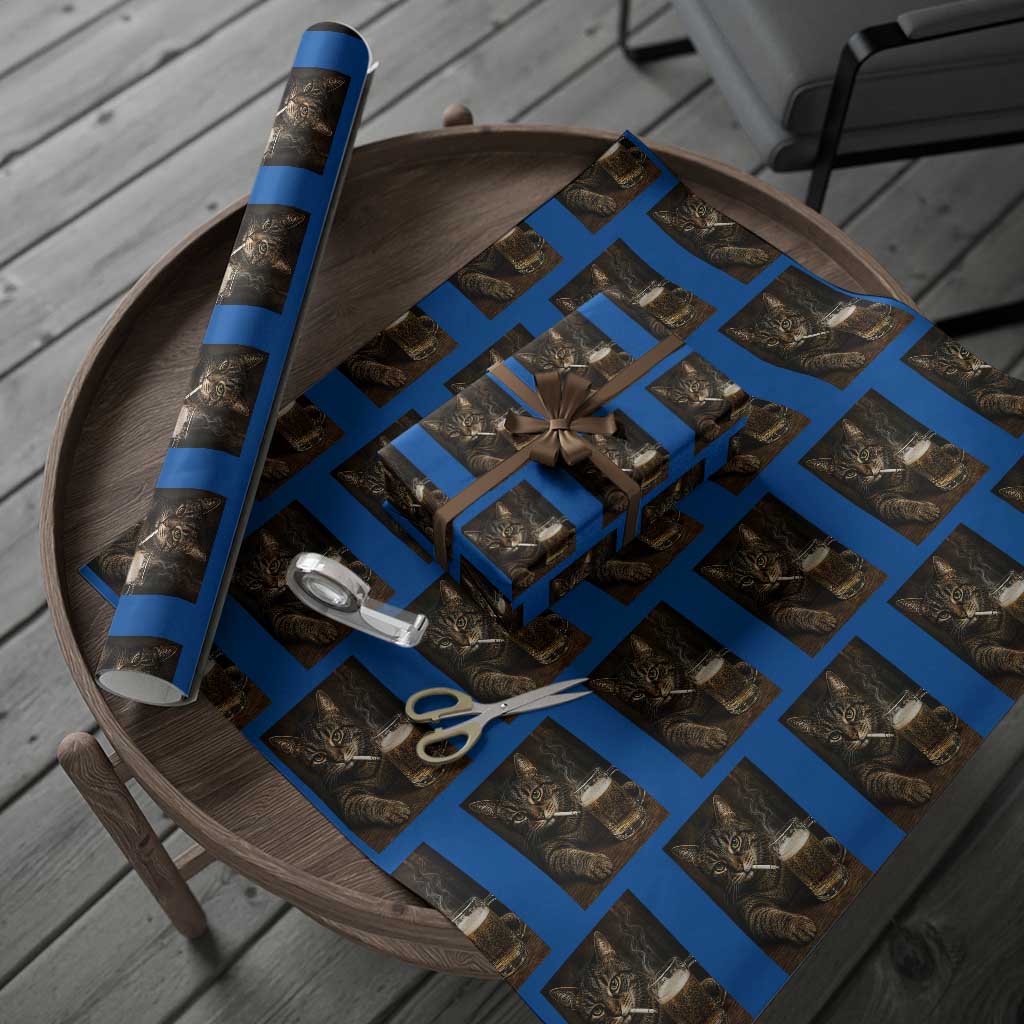 Funny Smoking Cat Wrapping Paper Roll Cigarette Kitty Beer Lover