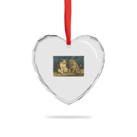 Funny Smoking Cat Heart Crystal Glass Ornament Meme Cool Kitten With Cigarette
