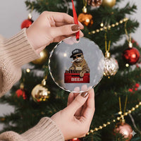 Funny Smoking Cat Meme Crystal Glass Ornament Vintage Graphic Cigarette Kitty Beer Cat Lover
