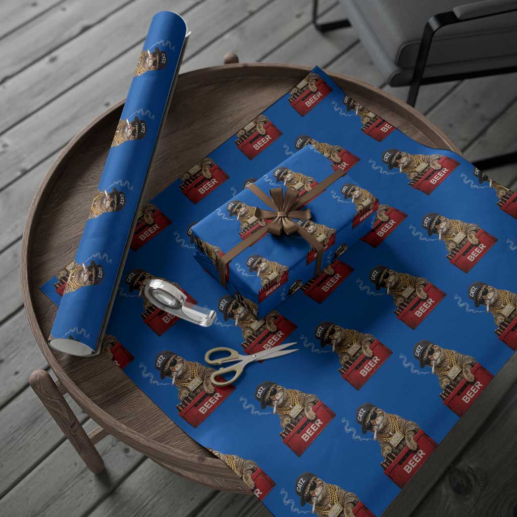 Funny Smoking Cat Meme Wrapping Paper Roll Vintage Graphic Cigarette Kitty Beer Cat Lover