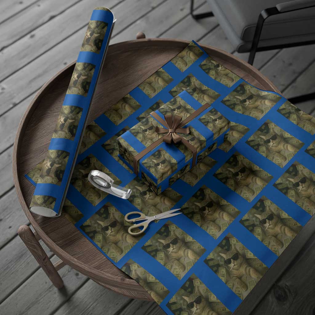 Funny Smoking Cat Selfie Meme Wrapping Paper Roll Gen Z Joke - Wonder Print Shop
