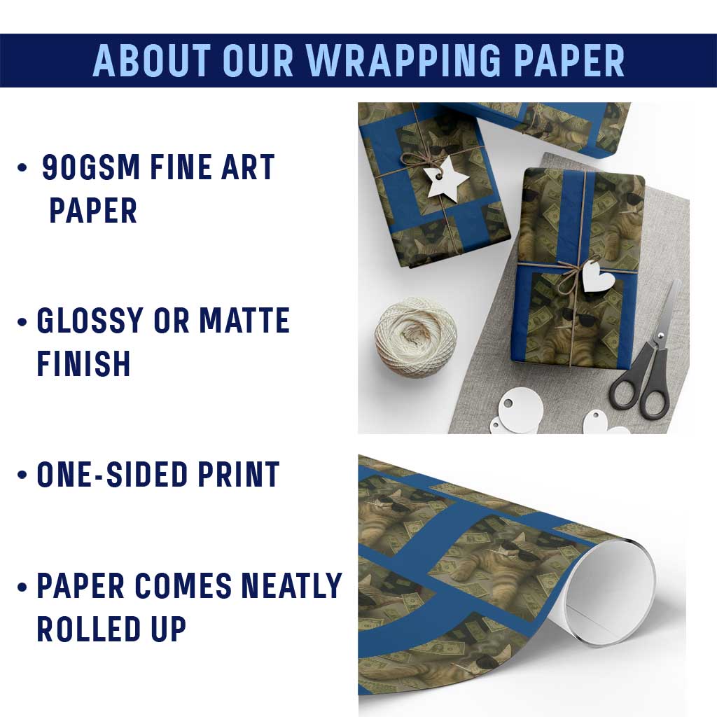 Funny Smoking Cat Selfie Meme Wrapping Paper Roll Gen Z Joke - Wonder Print Shop