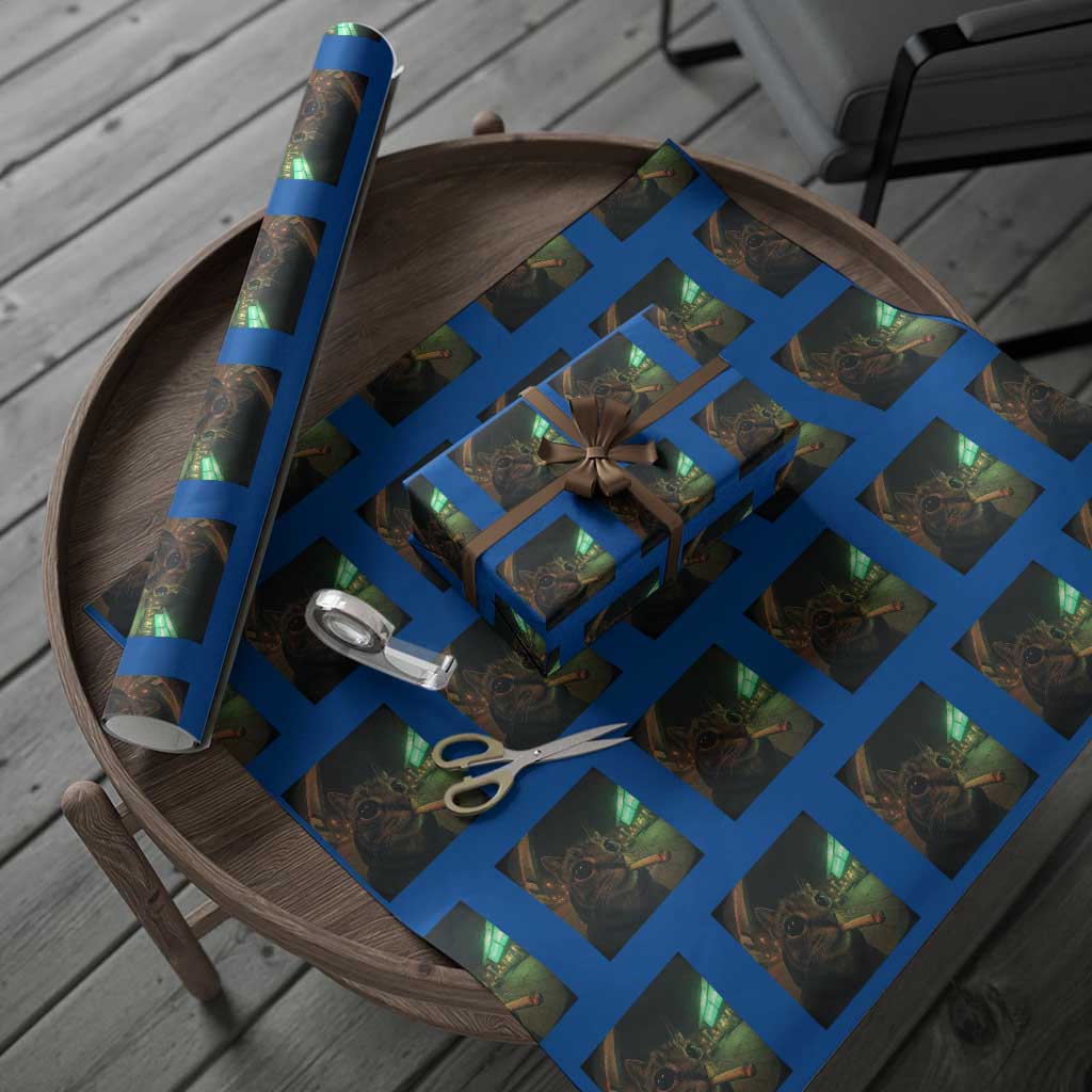 Funny Smoking Cat Wrapping Paper Roll Retro 90s Grunge Cat Selfie Streetwear Meme - Wonder Print Shop