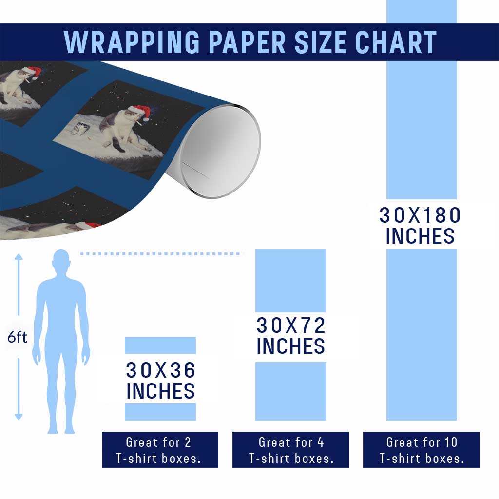 Funny Smoking Cat Xmas Meme Wrapping Paper Roll - Wonder Print Shop