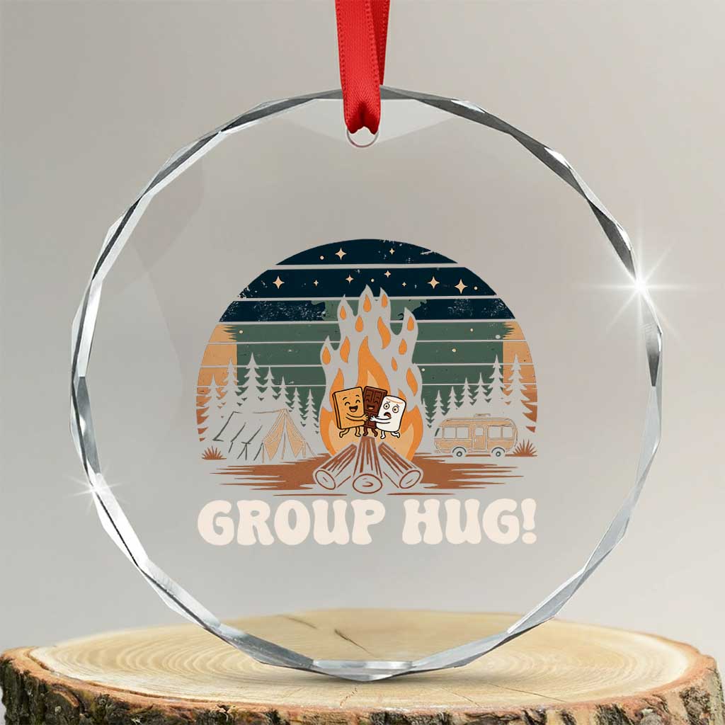 Funny Smores Camping Crystal Glass Ornament Group Hug - Wonder Print Shop