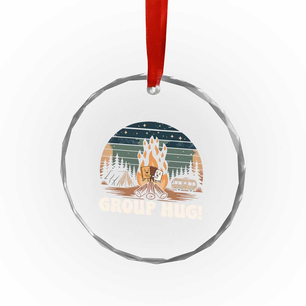 Funny Smores Camping Crystal Glass Ornament Group Hug - Wonder Print Shop