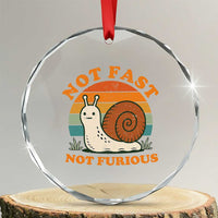 Funny Snail Introvert Slow Living Crystal Glass Ornament Not Fast Not Furious Retro Sunset