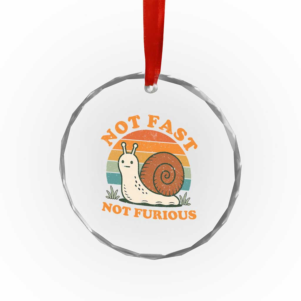 Funny Snail Introvert Slow Living Crystal Glass Ornament Not Fast Not Furious Retro Sunset