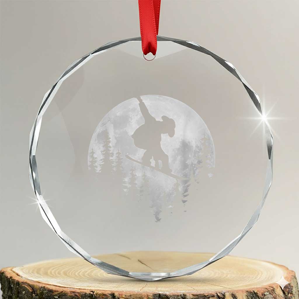 Funny Snowboard Cowboy Moon Snowboarding Winter Sports Crystal Glass Ornament - Wonder Print Shop