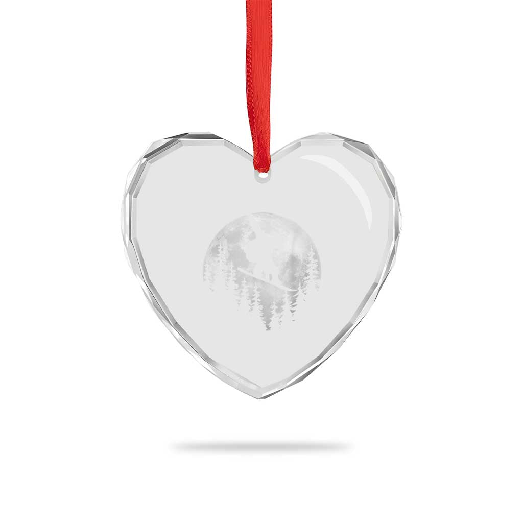 Funny Snowboard Cowboy Moon Snowboarding Winter Sports Heart Crystal Glass Ornament - Wonder Print Shop