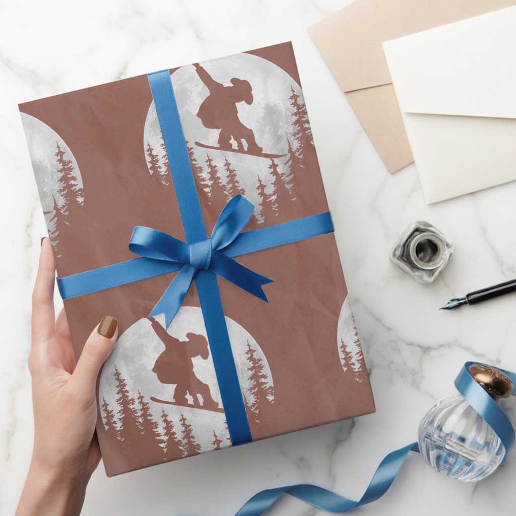 Funny Snowboard Cowboy Moon Snowboarding Winter Sports Wrapping Paper Roll - Wonder Print Shop