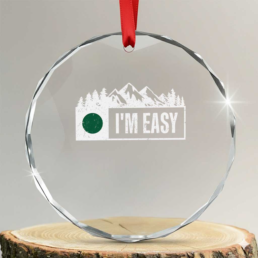 Funny Snowboard Ski Crystal Glass Ornament I'm Easy Mountain Sign Retro Vintage - Wonder Print Shop