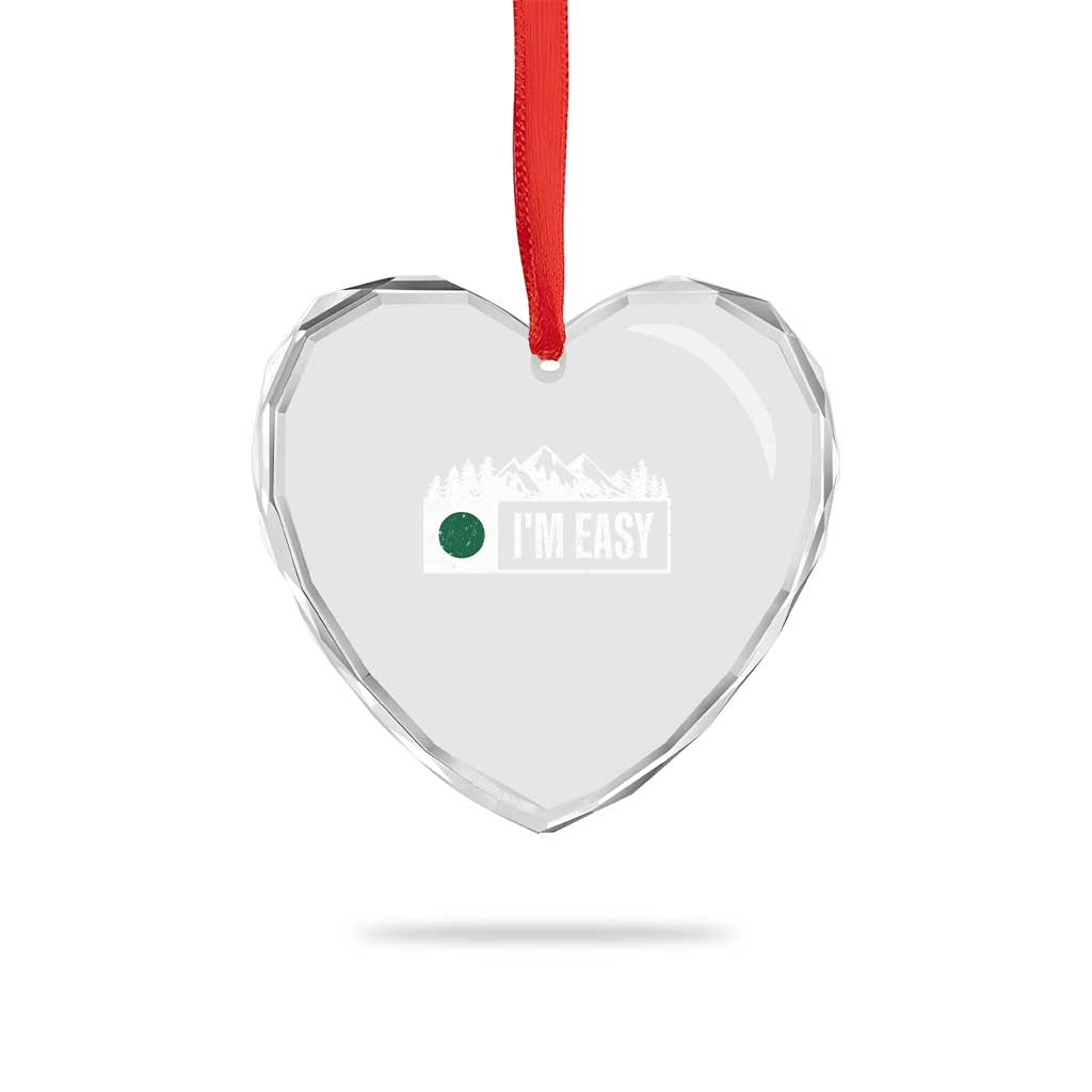 Funny Snowboard Ski Heart Crystal Glass Ornament I'm Easy Mountain Sign Retro Vintage - Wonder Print Shop