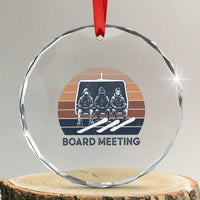 Funny Snowboarding Board Meeting Crystal Glass Ornament Retro Chairlift Snowboarders Powder Junkies - Wonder Print Shop